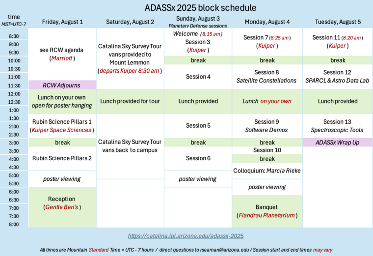ADASSx Monsoon Workshop final block schedule