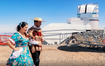 A scene from cueca performed at Cerro Pachón with Carolina Vargas and Claudio Araya.  Credit: NOIRLab/NSF/AURA